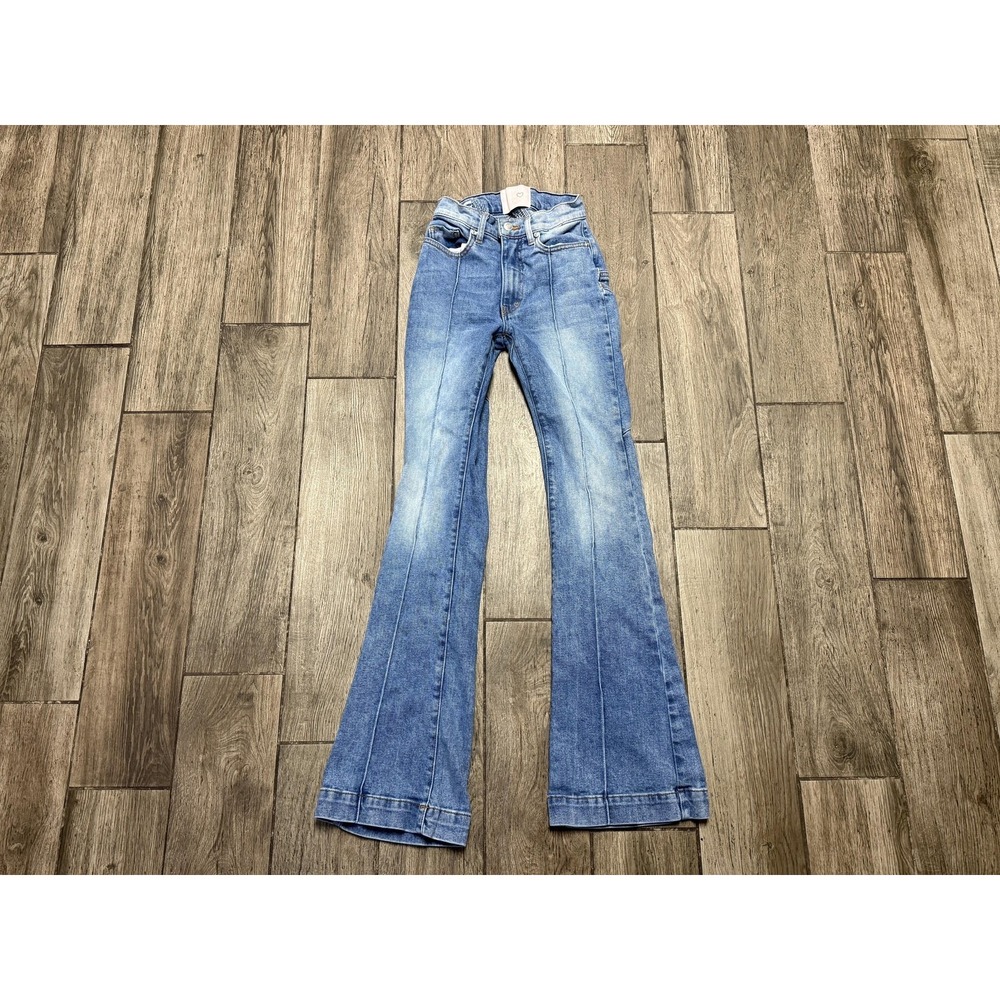 Revice Denim Jeans Womens Light Blue High Rise Flare Bell Bottom Star Back 26